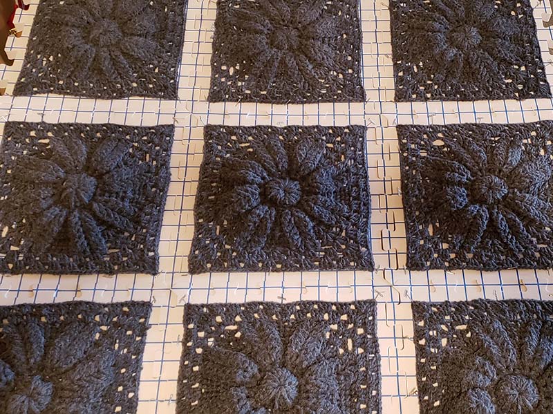 Blocking Crochet Squares