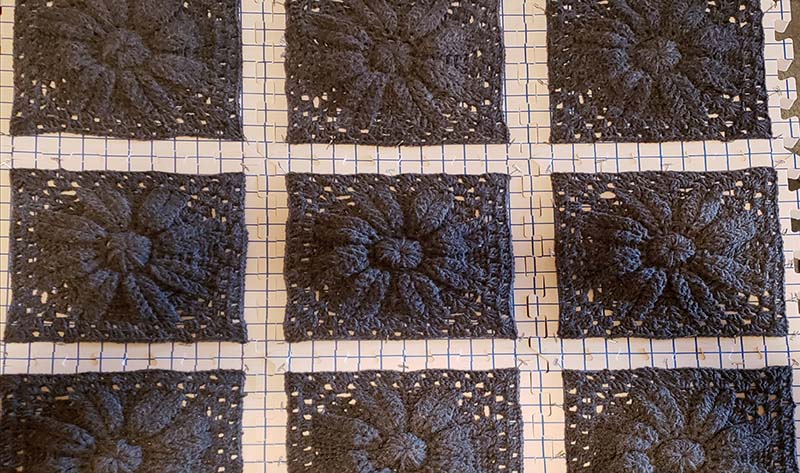 Blocking Crochet Squares